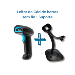 KIT Leitor Codigo de Barras sem fio USB 1D 2D  com Suporte