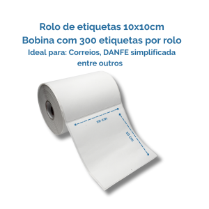 Bobina Rolo de Etiquetas 10x10cm Termica para Danfe Simplificado, Mercado Livre, Shopee, Amazon
